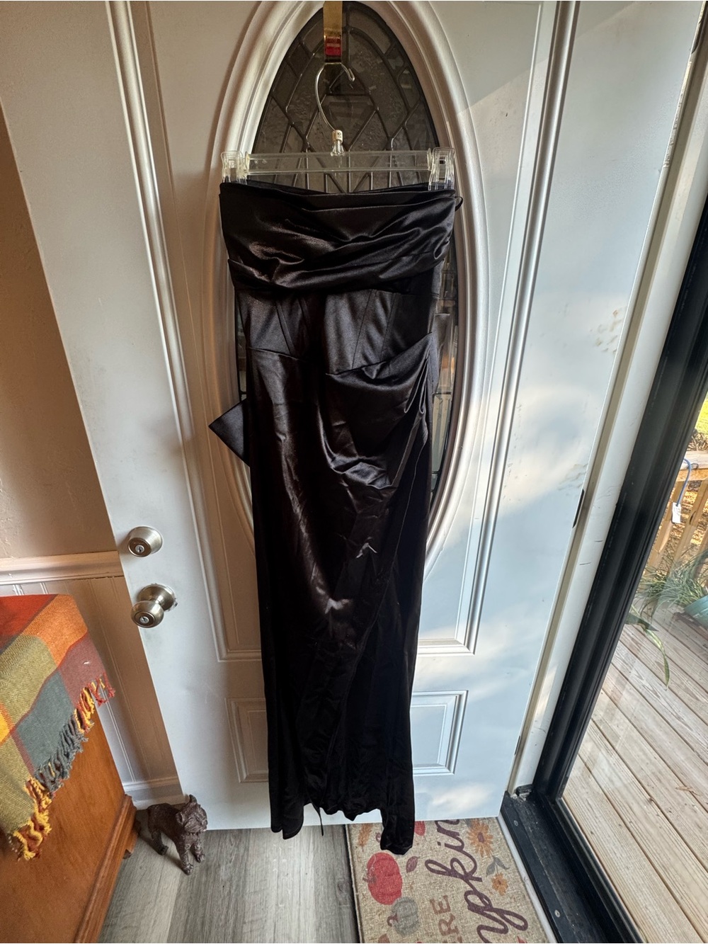 NWT Windsor Mackenzie Black Satin Corset Bow Formal Dress S